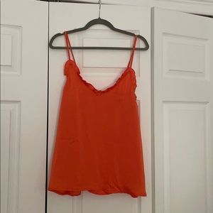 Bright orange satin top